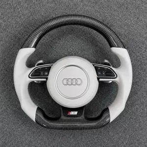 Audi Q5 SQ5 custom carbon fiber steering wheel with Nappa leather grip and B8-style design