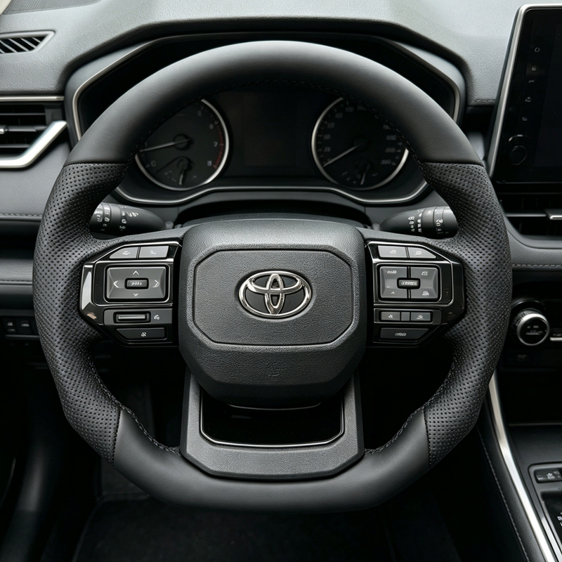 Piano Black or Hydro Dip Carbon Fiber Steering Wheel Toyota Land Cruiser Prado Wood Grain Steering Wheel Assembly Old to New