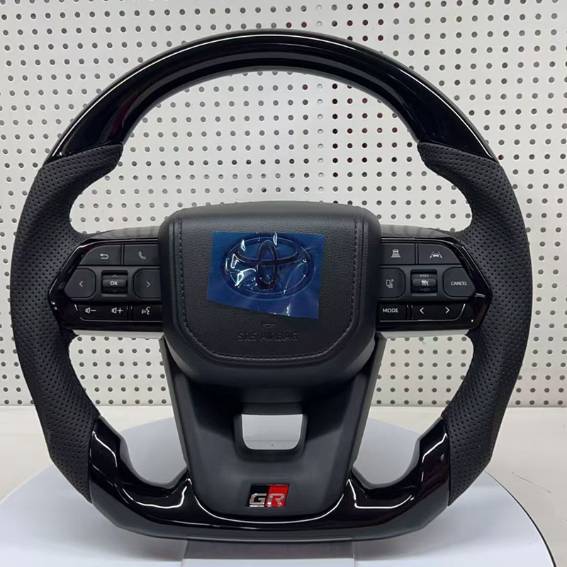 GR Sport Leather Carbon Steering Wheel for Toyota Hilux Revo N70 N80 Tacoma Tundra Fortuner 2015-2022 LC300 LC200