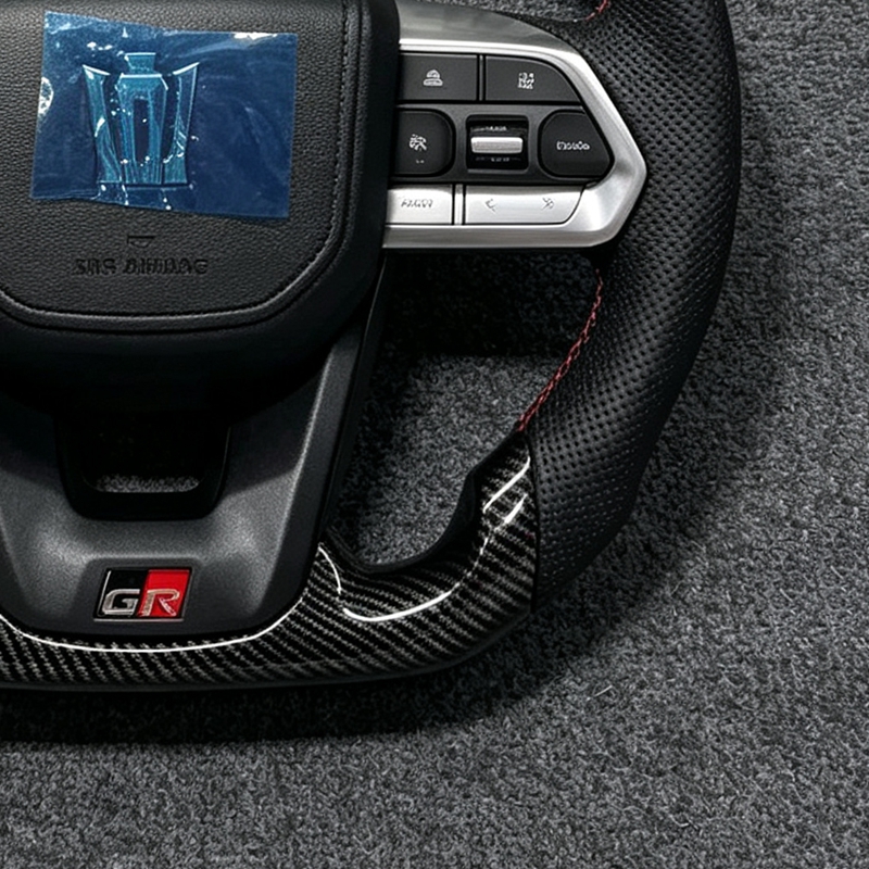 New Luxury Sports Design Leather Carbon Fiber Steering Wheel for Toyota Land Cruiser LC200 LC300