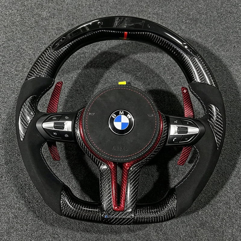 BMW X3 X4 X5 M2 M3 M4 M5 F10 F12 F15 F16 F20 F22 F25 F30 F31 F32 F34 F35 F80 F82 E60 E71 E90 LED Carbon Fiber Steering Wheel