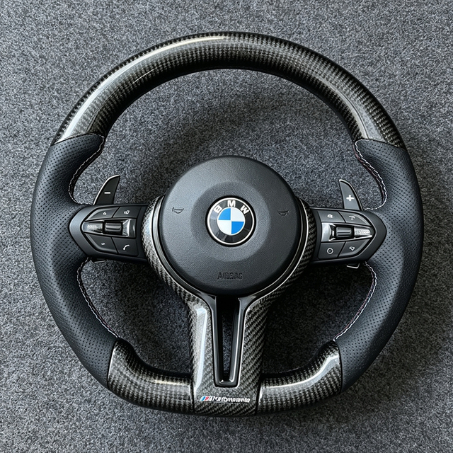 for BMW F30 F31 F33 F34 F36 F10 F02 F12 F20 F15 F16 F22 F25 E70 E71 E90 Carbon fiber Leather M Sport Steering Wheel M3 M5