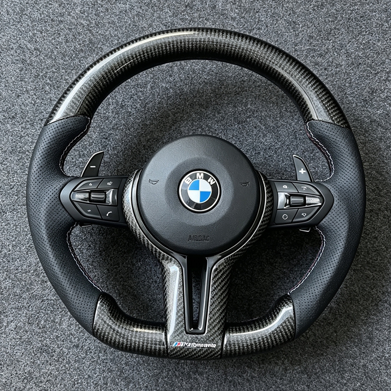 for BMW F30 F31 F33 F34 F36 F10 F02 F12 F20 F15 F16 F22 F25 E70 E71 E90 Modify Flat Bottom M Sport Steering Wheel M3 M5