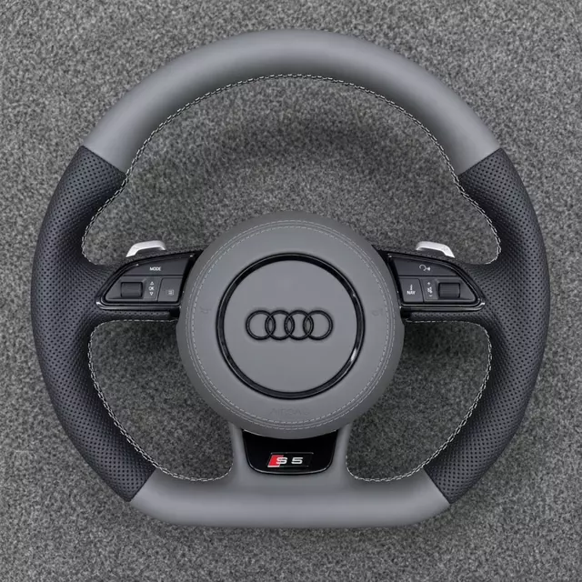 JIONX Sport Flat Bottom Perforated Leather Steering Wheel Upgrade For Audi A3 A4 A5 A6 A7 Q3 Q5 Q7 TT