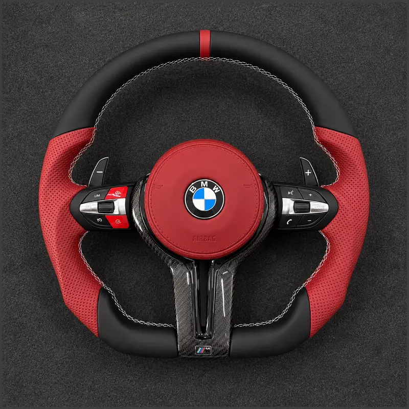 Custom Nappa Leather Real Carbon Fiber LED Steering Wheel for BMW 5 Series F10 F11 M5 F10 2010–2017-JIONX