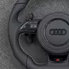 Perforated Nappa Leather Grip Of Flat Bottom Sport Steering Wheel Fit Audi A3 A4 A5 A6 A7 JIONX