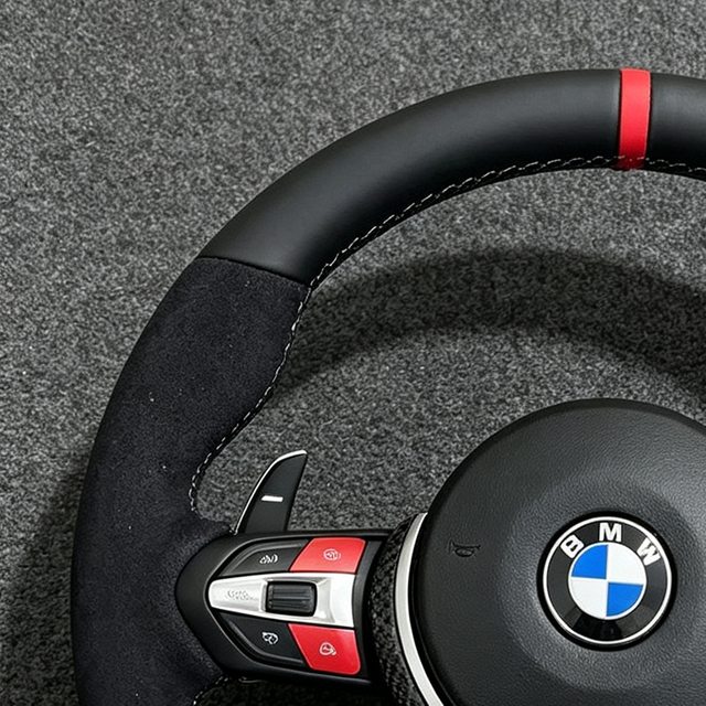For BMW F30 F31 F32 F33 F10 F11 F20 F21 F22 F25 F34 F36 F01 F12 F13 M3 M5 Wide Paddles Leather M Logo Steering Wheel Assembly