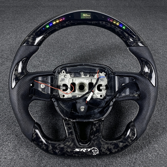 Customized Racing Carbon Fiber Steering Wheel for Dodge Charger Challenger Hellcat Charger Challenger SRT RT Napa Leather