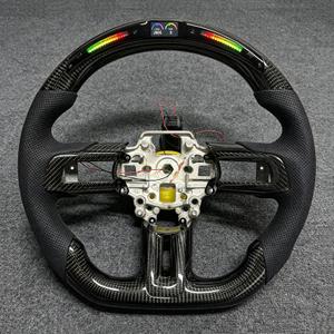 JIONX custom carbon fiber steering wheel for Ford Mustang S550 with flat-bottom racing design