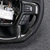 Real Carbon Fiber Steering Wheel for Ford F-150 2021-2023, Flat Bottom Hand-Stitched Perforated with Trim 