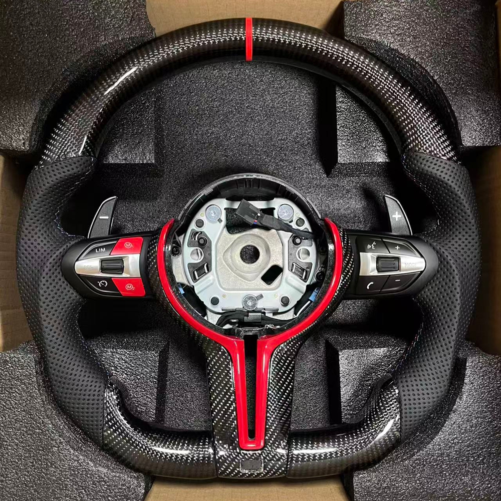 The steering wheel for BMW F30 F10 F31 F20 E90 is made of leather material and sports steering wheel auto parts