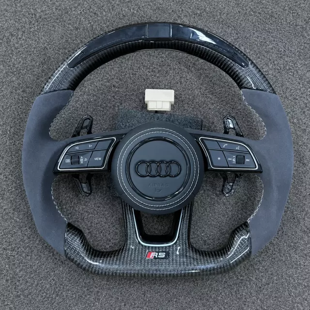 Custom LED Carbon Fiber Alcantara RS Steering Wheel With Racing Display For Audi A4 A5 S4 S5 B9 JIONX