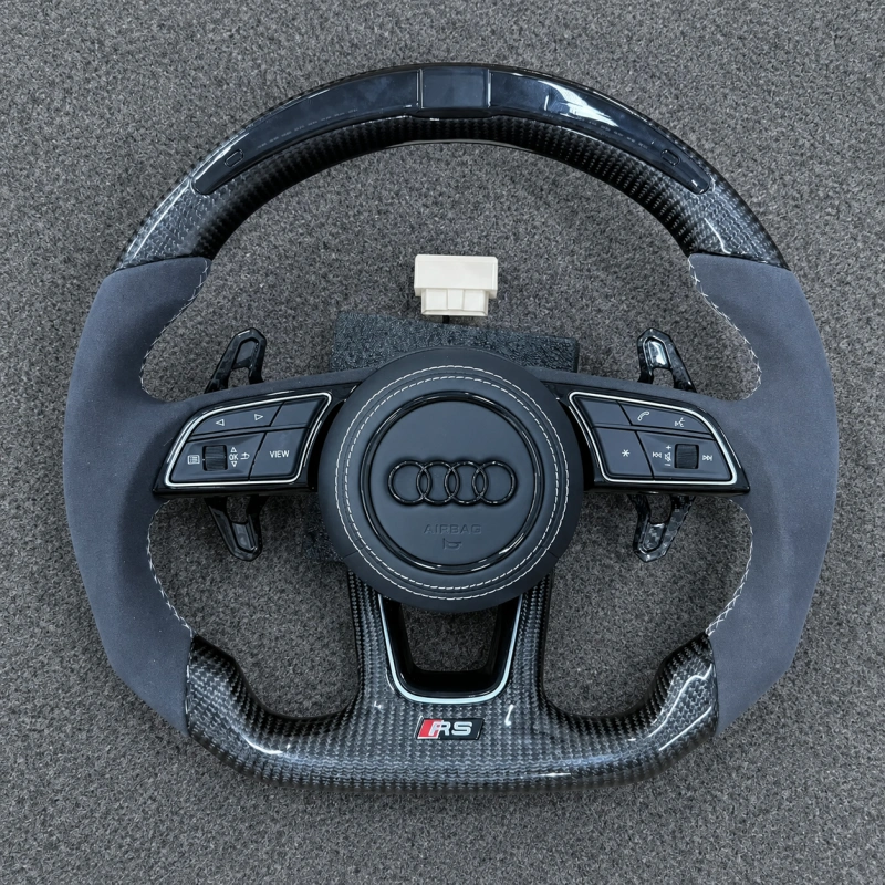 Custom LED Carbon Fiber Alcantara RS Steering Wheel With Racing Display For Audi A4 A5 S4 S5 B9 JIONX