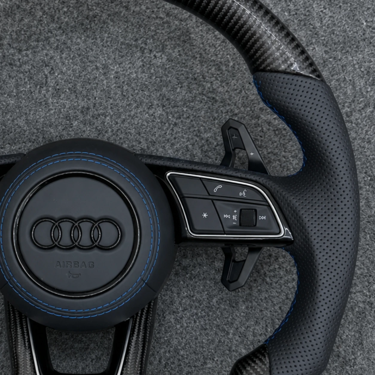 Shift Paddles Closeup For Heated Carbon Fiber Steering Wheel Audi A4 A5 S4 S5 RS4 RS5 Jionx