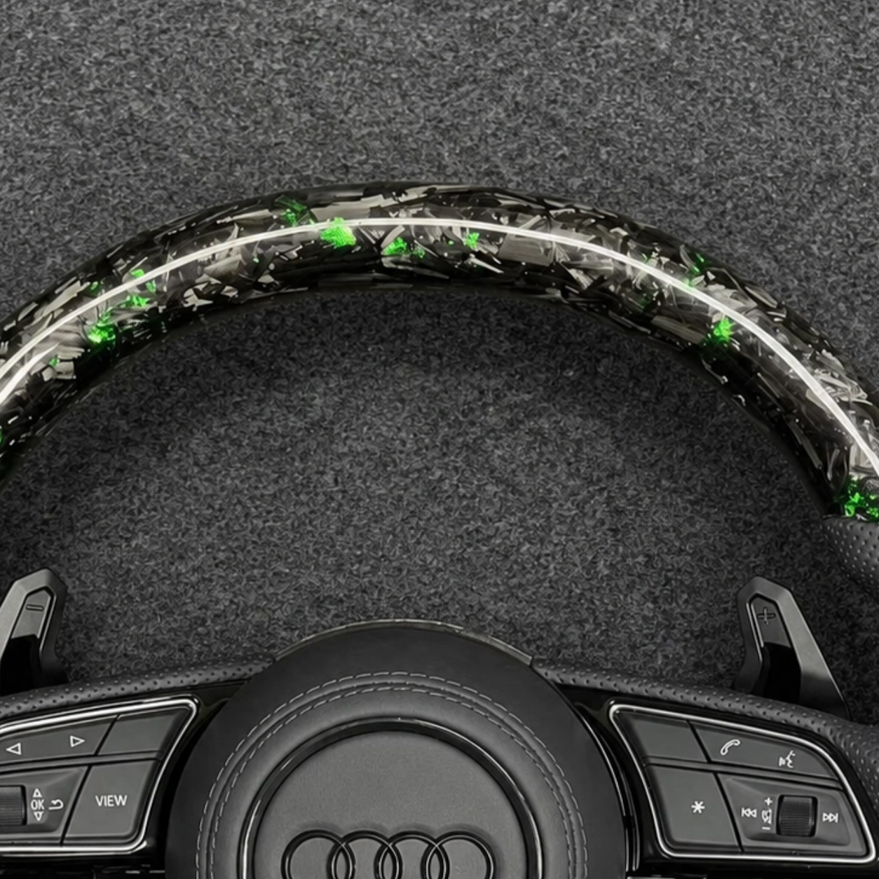 Green Flake Forged Carbon Fiber Texture Close Up Steering Wheel JIONX