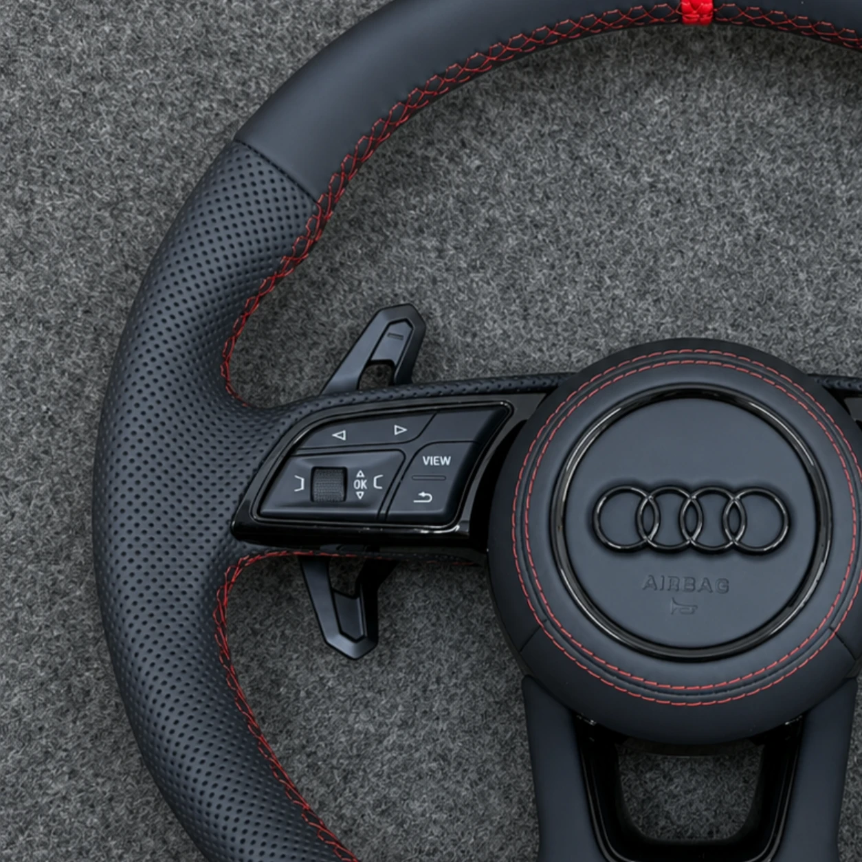 Perforated Leather Grip Closeup Audi Sport Steering Wheel A4 A5 S4 S5 Jionx