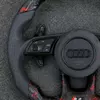 Perforated Leather Grip Detail Of Forged Carbon Steering Wheel For Audi JIONX