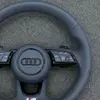 Ergonomic Hand Grip Contour Of Audi Semi Perforated Leather Steering Wheel JIONX