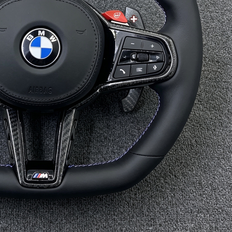Custom Leather Steering Wheel for M4 M3 G20 G28 G30 G38 G80 G82 320i 330i 330e 340i 540i Forged Carbon Sports LED