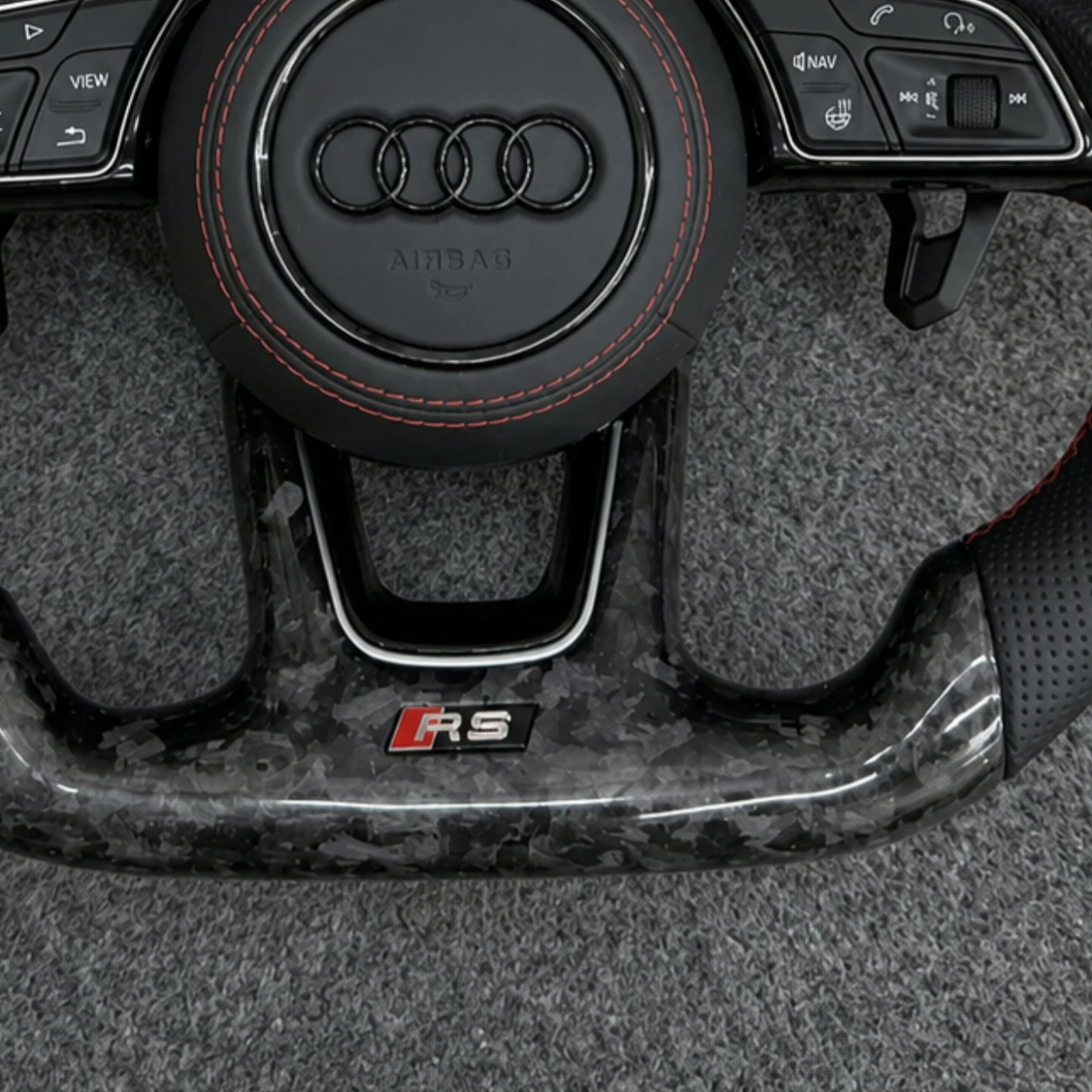 RS badge forged carbon fiber bottom trim Audi custom steering wheel