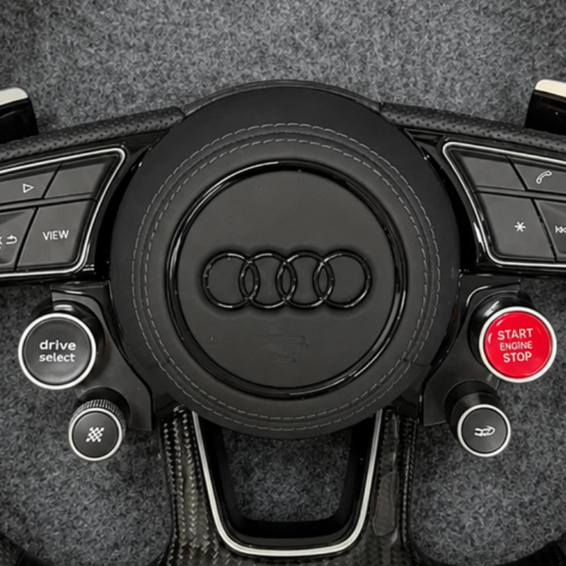 Red start stop button and drive select rotary knob custom audi steering wheel Jionx