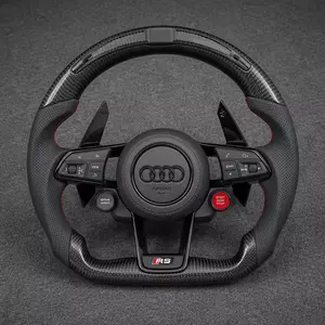 Audi Q7 SQ7 custom R8-style carbon fiber steering wheel with perforated leather and paddle shifters