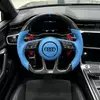 JIONX carbon steering wheel installed interior effect for Audi A7 S7 RS7 C7, D-shaped flat bottom steering upgrade