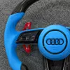 Anti-slip blue perforated leather grip of JIONX custom steering wheel fit Audi A7 S7 RS7 C7