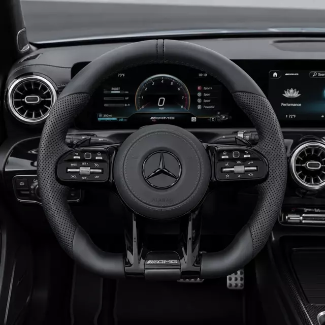 Black Leather AMG Steering Wheel For Mercedes Benz CLA GLC GLB GLS GLE W118 W205 W213 C63 E63 G63 W205 W213 W222 C63S G63 GLC GLE GLA GLS
