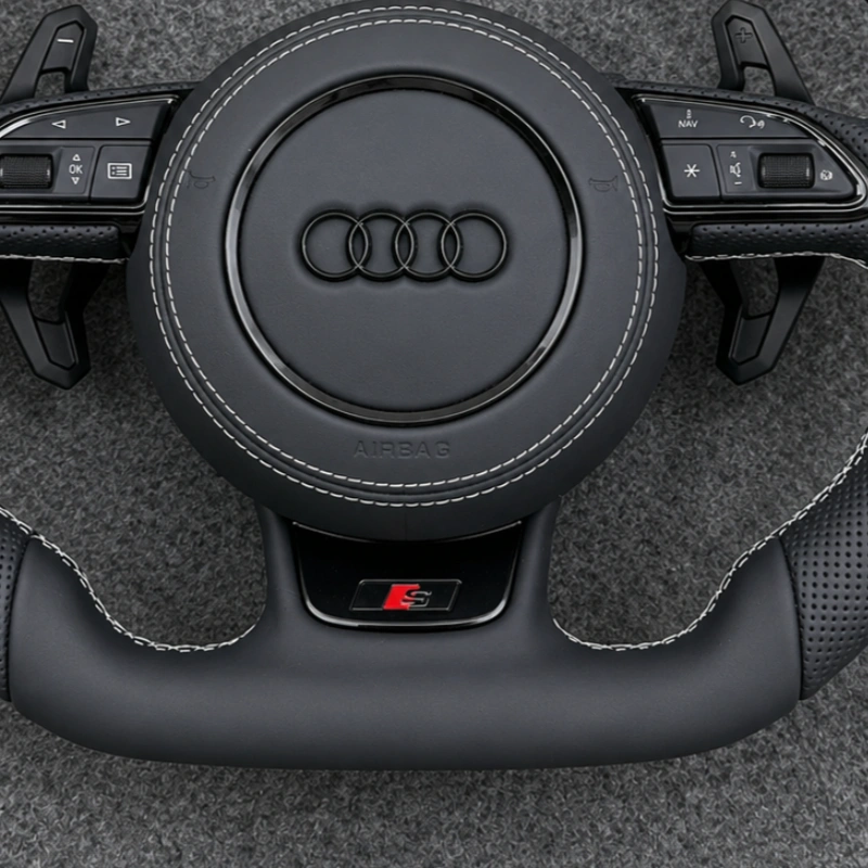 Flat Bottom Section Detail Of Custom Sport Steering Wheel For Audi A3 A4 A5 A6 A7 JIONX
