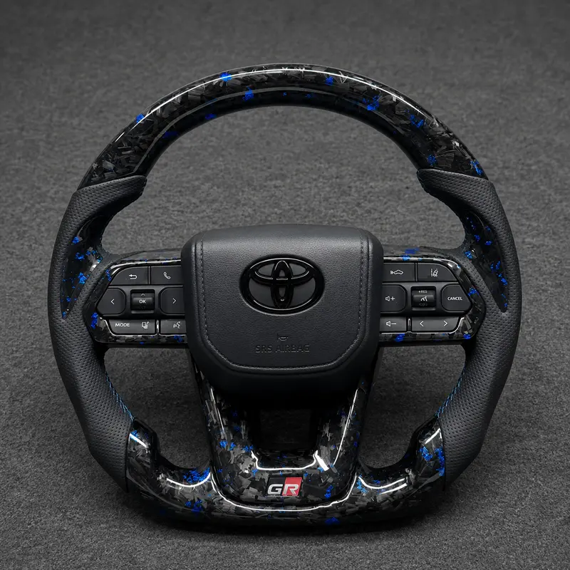 For Toyota Series 2015–2026 Nappa Leather Custom Real Carbon Fiber LED Steering Wheel -JIONX