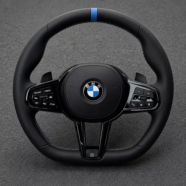 Custom Nappa leather steering wheel for BMW X5 G05 and X5 M F95 with black grip design