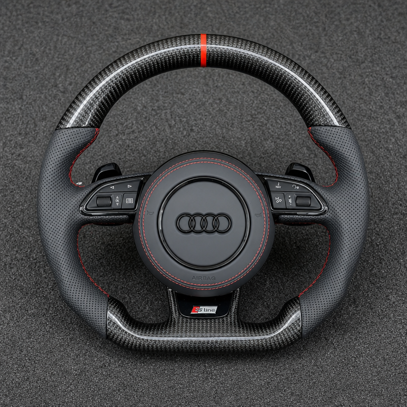 Custom Alcantara Carbon Fiber LED Wheel for Select Audi A6 S6 RS6 A7 S7 RS7 Models B8 C4 C5 C6 C7 C8 4G 4K 1994–2026 -JIONX