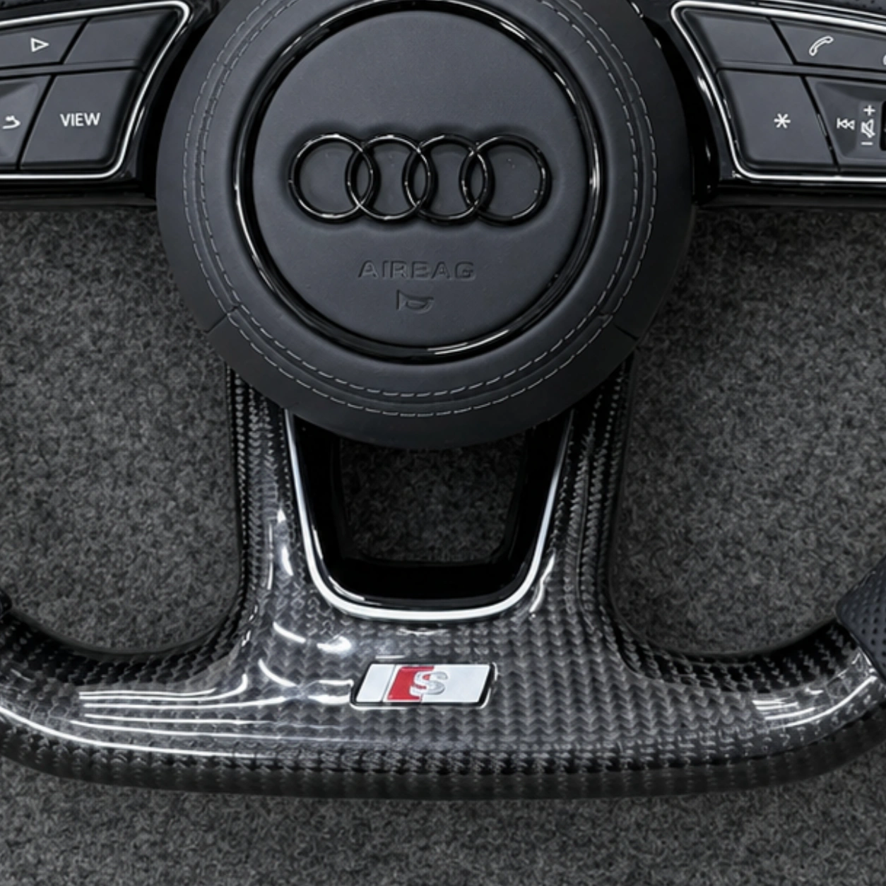 S Sport Emblem Gloss Carbon Fiber Detail Audi B9 Custom Steering Wheel JIONX