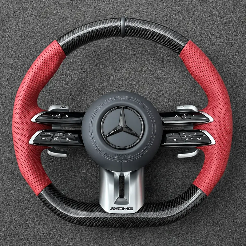Benz A B C E S GLC GLE 2003-2026 W203-W206 W211-W214 Nappa Alcantara Custom Real Carbon Fiber LED Dragonfly Wheel -JIONX
