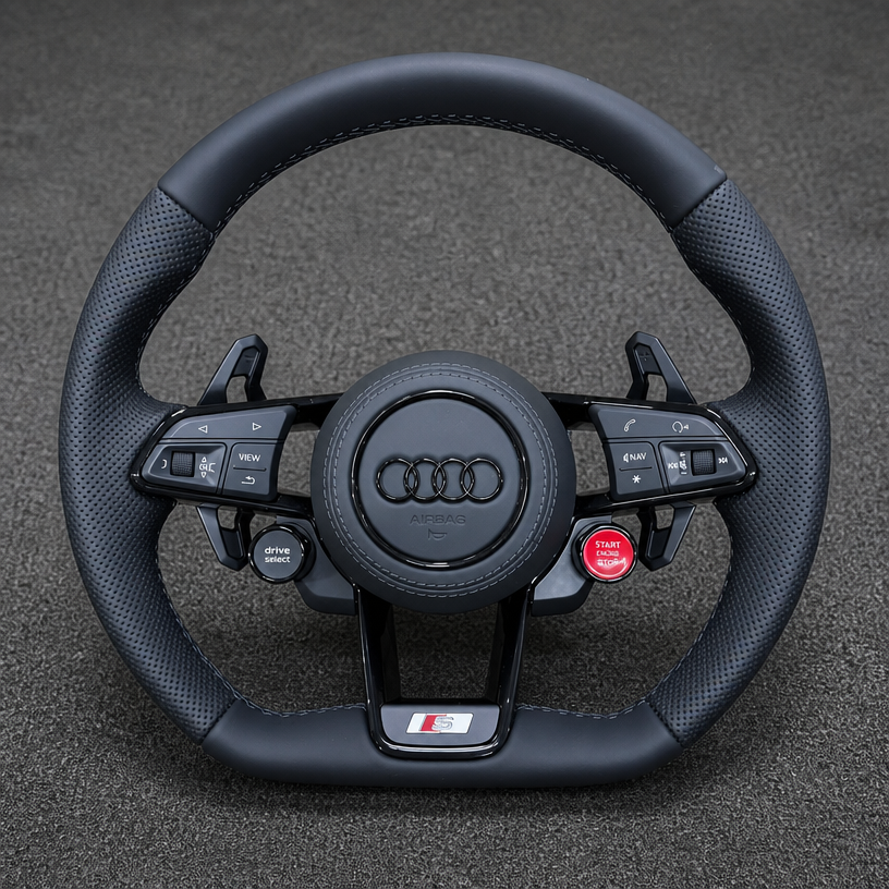 Audi Q3 SQ3 RSQ3 2011-2018 8U Nappa Alcantara Custom Real Carbon Fiber LED Wheel -JIONX