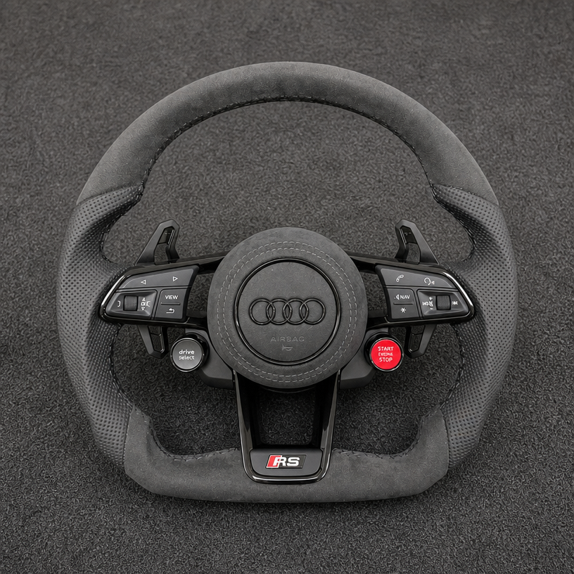  For Audi A3 S3 RS3 1996–2026 8L 8P 8V 8Y Nappa Alcantara Custom Real Carbon Fiber LED Wheel -JIONX