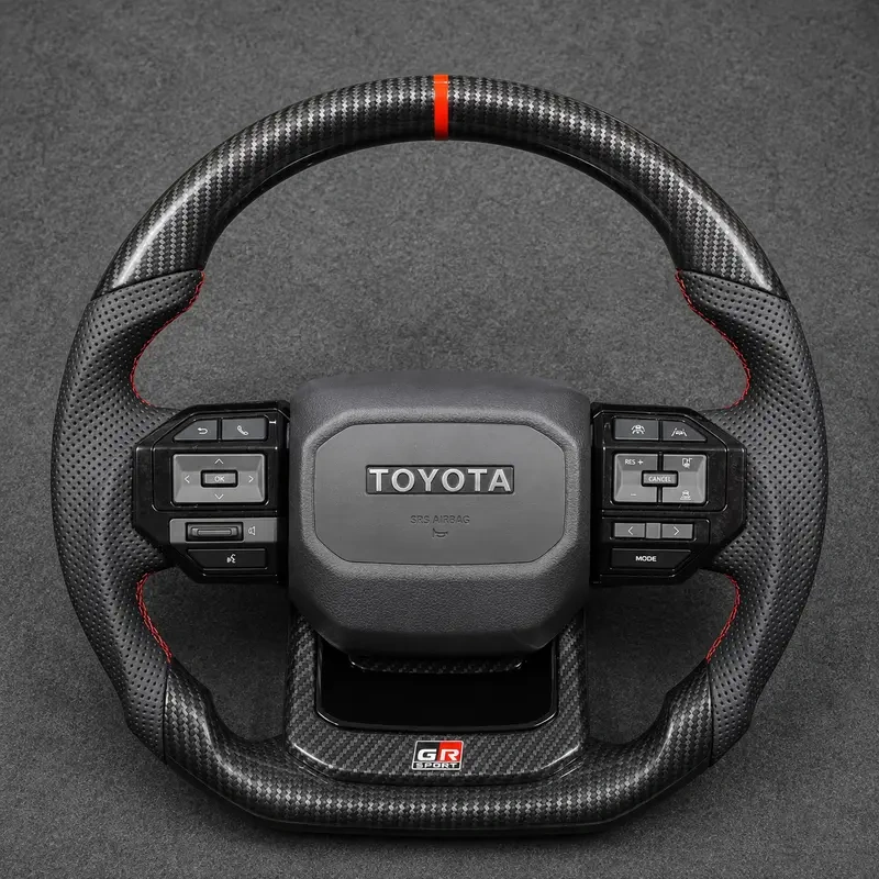 Toyota Custom Real Carbon Fiber Flat Bottom Steering Wheel Nappa Leather | JIONX
