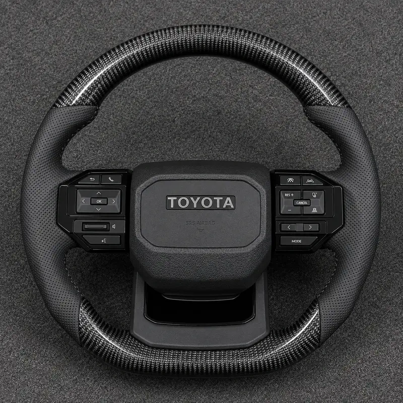 Toyota Custom Real Carbon Fiber Flat Bottom Steering Wheel Nappa Leather | JIONX