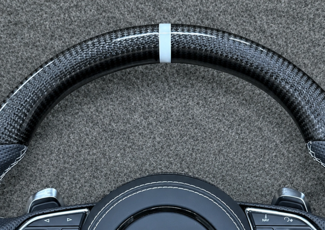 Gloss carbon fiber flat bottom rim Audi performance steering wheel JIONX