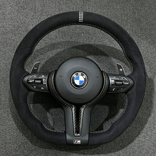 Alcantara M Sport Steering Wheel For F30 M3 F20 F23 F10 F07 F01 F06 E87 E90 E92 E84 E70 Flat Style Perforated Car Accessory