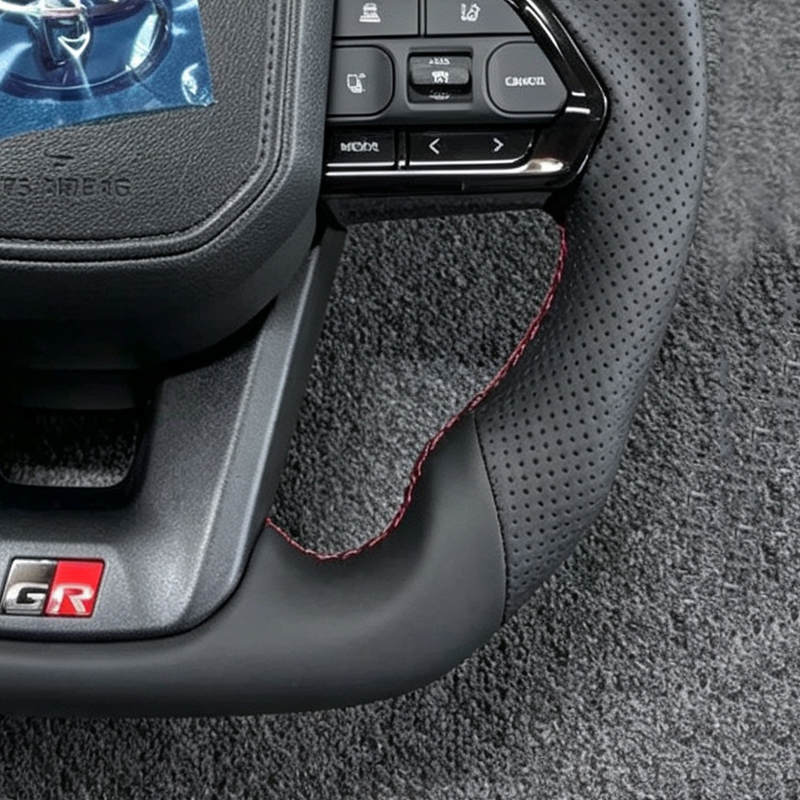 Red Center Mark Black Leather Steering Wheel for Toyota Corolla Land Cruiser LC200 Hiace LC79 N80 N70 LC300 Mark X