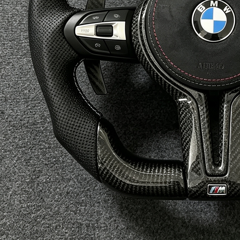 Full Leather Black Carbon Fiber Trim Steering Wheel for BMW M3 F80 F82 F10 F15 F16 F20 F22 F30 F31 F33 F36 E90 E92