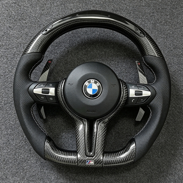 LED Leather Carbon Fiber Steering Wheel For BMW F30 F20 F25 F36 F31 F32 F01 F02 F06 F07 F10 F11 F12 F13 F15 F16 F22 F33 F34