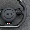 Audi A4 A5 carbon fiber flat bottom steering wheel glossy weave texture detail