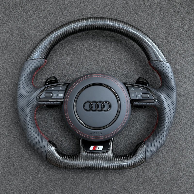 For Audi R8 42 4S 2006-2024 Custom Real Carbon Fiber Nappa Leather Steering Wheel | JIONX