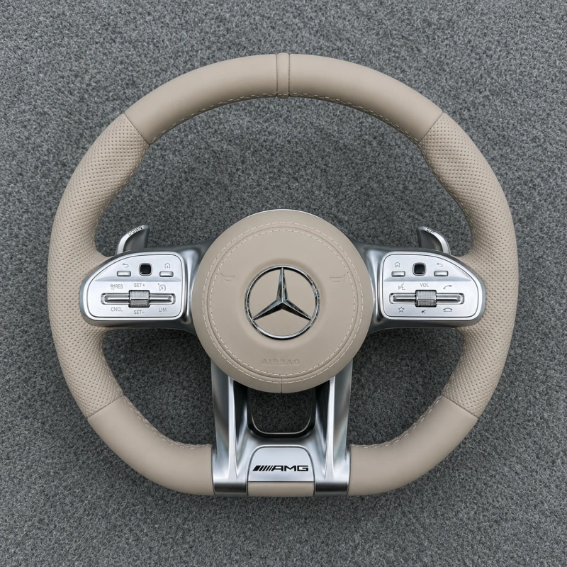 Perforated Leather AMG Steering Wheel for Mercedes Benz W118 W204 W205 W212 W213 W222 CLA GLC GLE