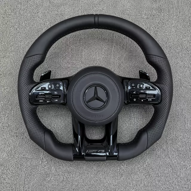 Plug and Play Black Leather Steering Wheel for Mercedes Benz AMG W205 W204 W212 W213 W222 C63S G63 GLC GLE GLA GLS