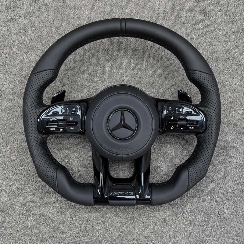 Plug and Play Black Leather Steering Wheel for Mercedes Benz AMG W205 W204 W212 W213 W222 C63S G63 GLC GLE GLA GLS