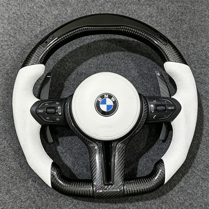 White Carbon Fiber LED Steering Wheel for BMW X3 X4 X5 F10 F18 F11 F12 F30 F20 M2 M3 M4 M5 M6 X5M X6M F80 F82 F34 E46 